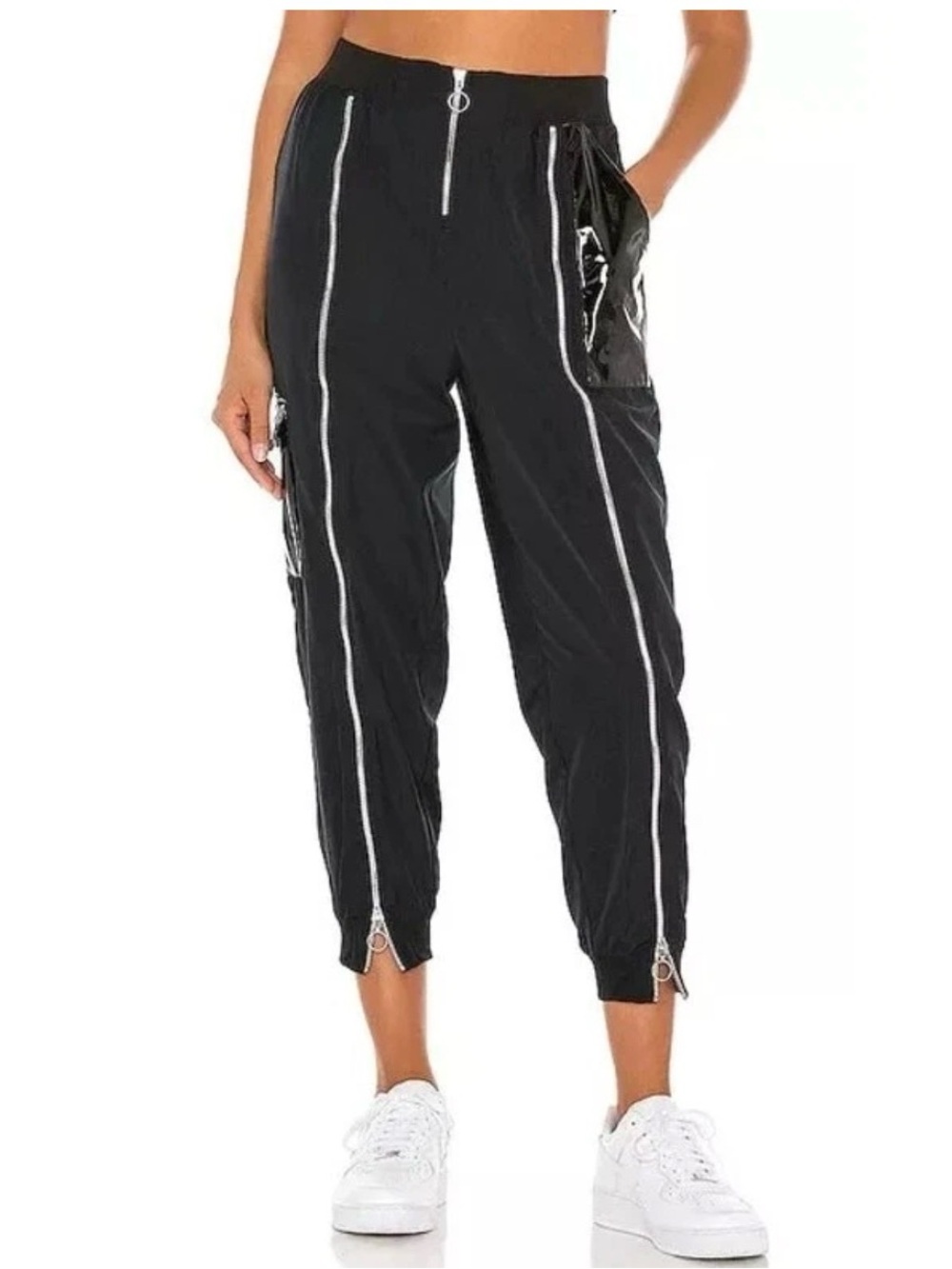 Nike Black Jogger Sweatpants with Silver Zippers